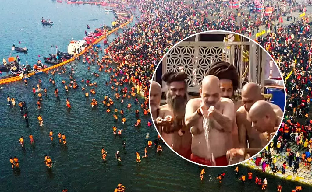 Hon’ble Union Home Minister Shri Amit Shah Ji Takes a Holy Dip at Triveni Sangam in Prayagraj — Maha Kumbh Mela