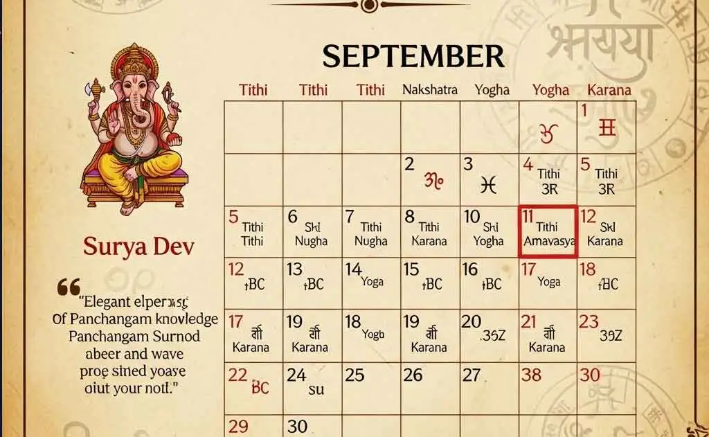 September 2025 Daily Panchangam | Hindu Calendar Month-wise Guide