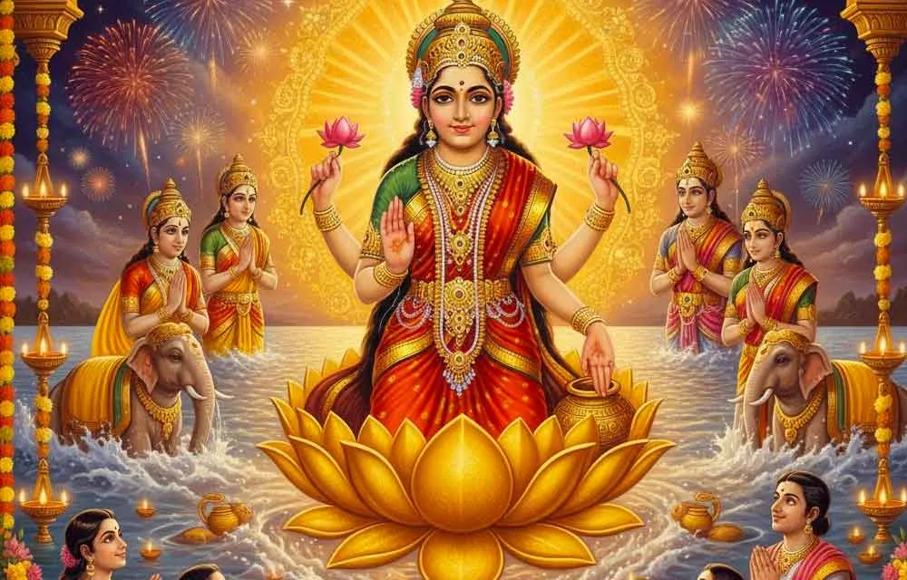 The Story of Goddess Lakshmi's Birth During Diwali: The Divine Emergence of Prosperity — Diwali 2025