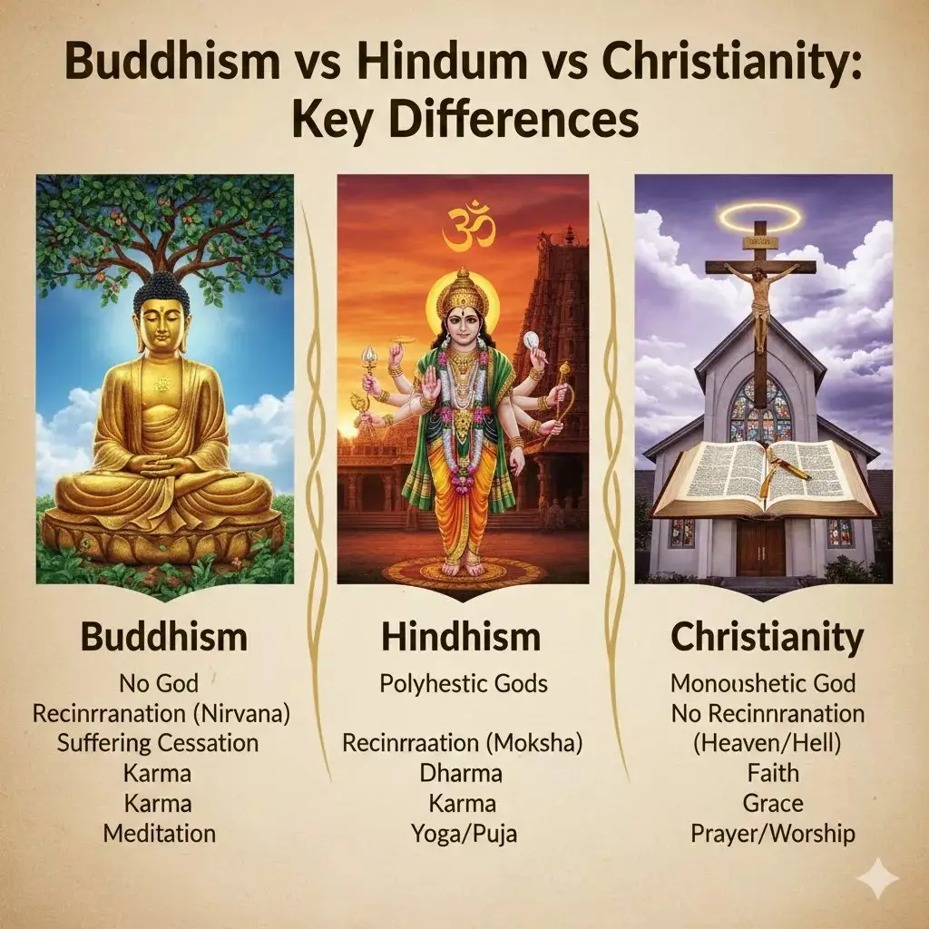 Buddhism vs Hinduism vs Christianity: Key Differences — Hindutone