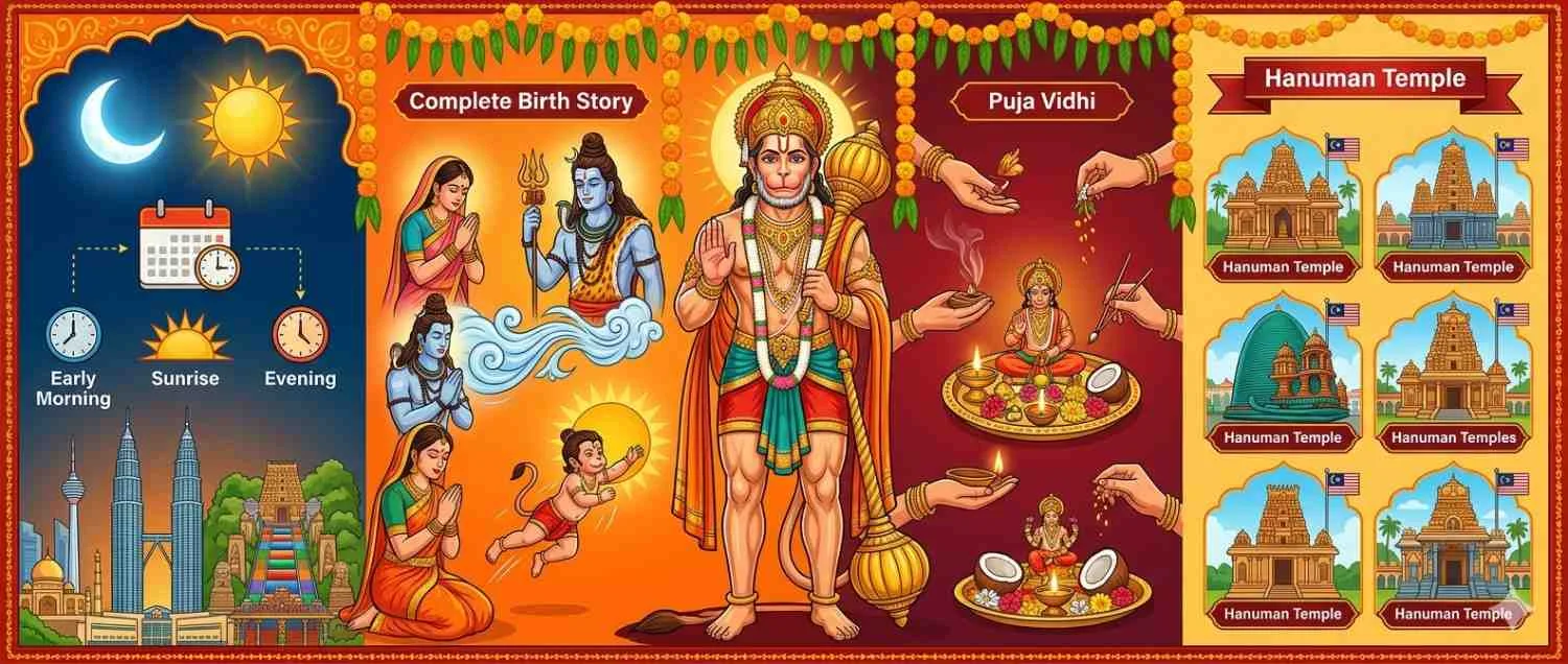 Hanuman Jayanti 2026 in Malaysia: Date, Timings, Complete Birth Story, Puja Vidhi & Major Hanuman Temples — Festivals