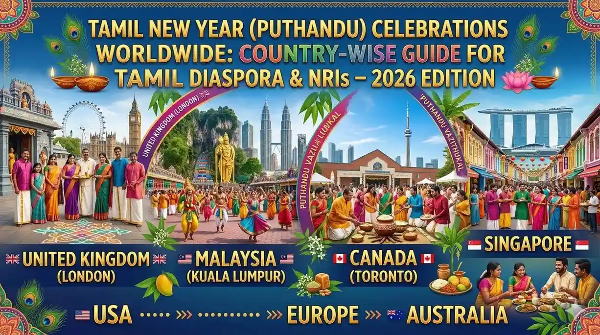 Tamil New Year (Puthandu) Celebrations Worldwide: Country-Wise Guide for Tamil Diaspora & NRIs – 2026 Edition — Festivals