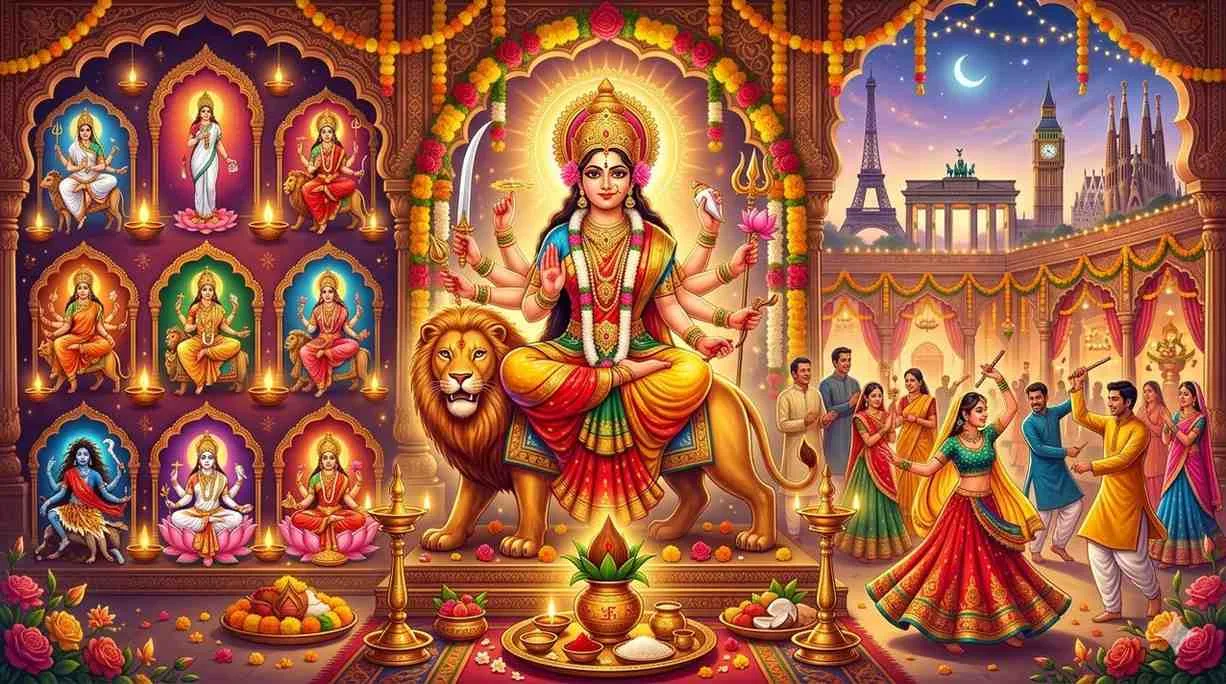 Sharadiya Durga Navratri 2026 Europe Guide: Dates, Day-Wise Puja Vidhi, Mantras, Colors, Fasting Rules & Complete Devotional Celebration for Indian Families in UK, Germany, France & Spain — Navratri