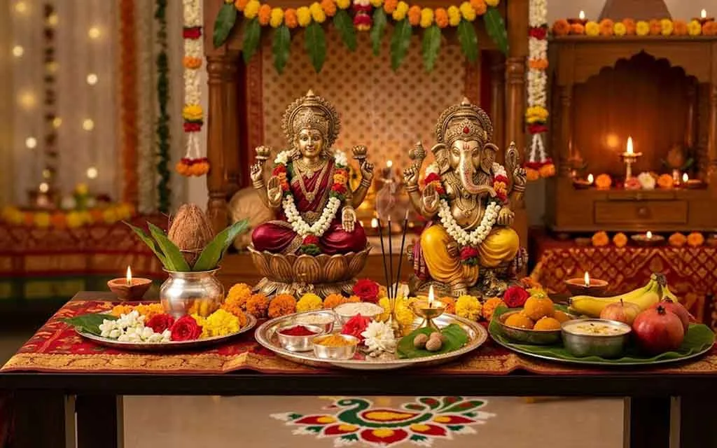 Lakshmi Puja Vidhi 2026 — Complete Step-by-Step Guide with Stories, Mantras & Muhurat — Pooja, Slokas and Mantras