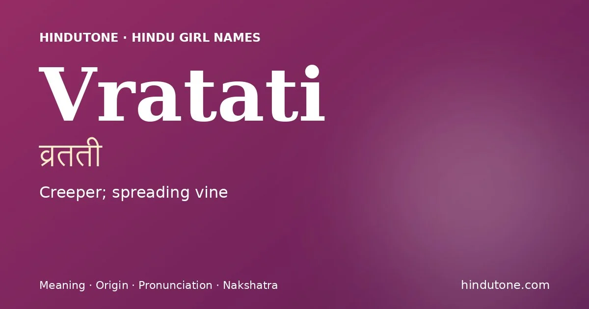 Vratati — Hindu Girl Names with V