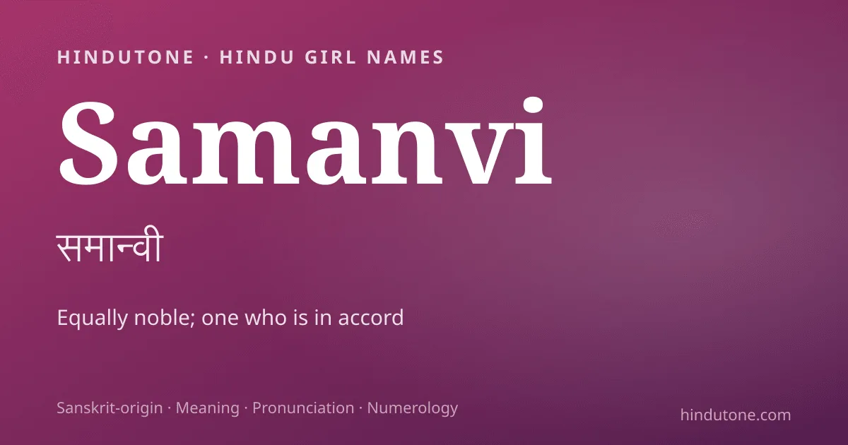 Samanvi — Hindu Girl Names with S